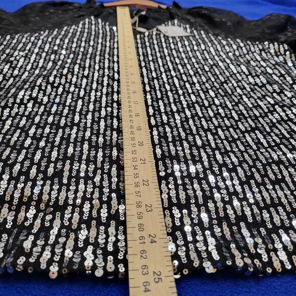 NWT Cupio Sequin Bodice Blouse Party, Whimsigoth, Dark Coquette, Dark Glam Sz L - Picture 14 of 15